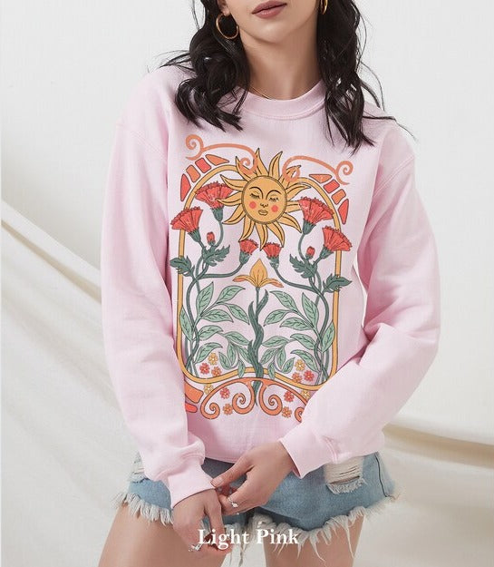 Boho Floral Sweatshirt Art Unisex Sweater