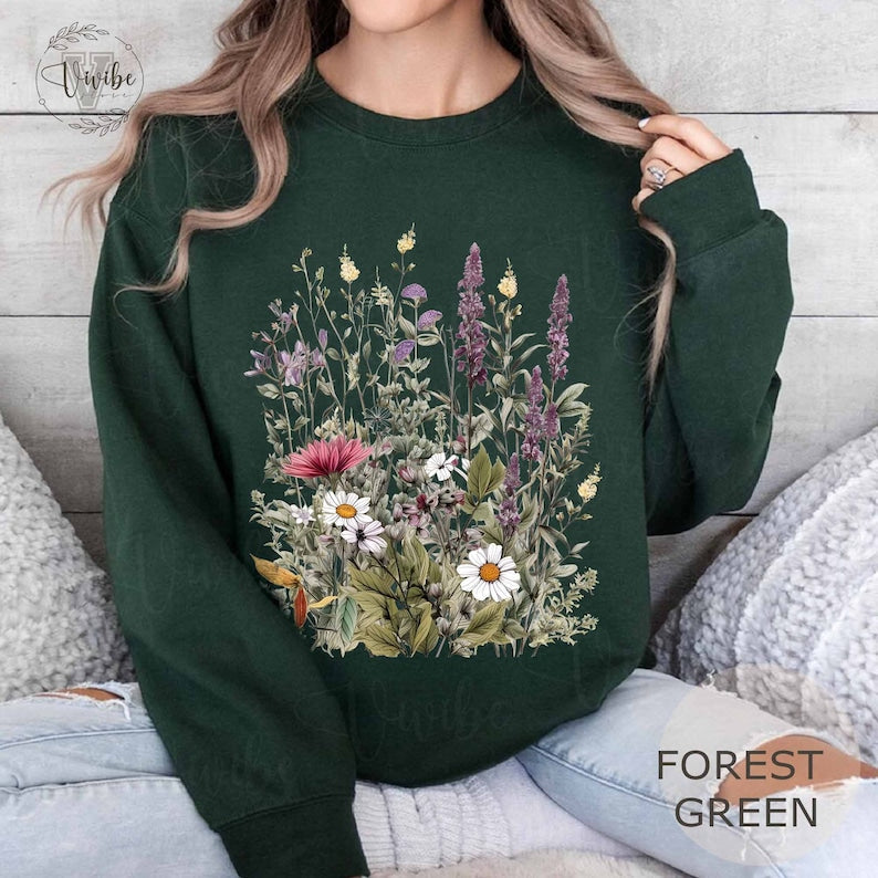 Vintage Pressed Flowers Sweatshirt