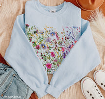 Vintage Pressed Flowers Sweatshirt Wildflowers Sweatshirt