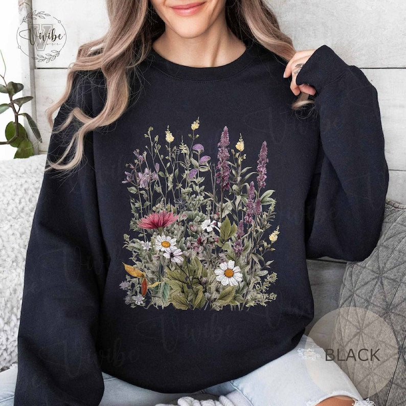 Vintage Pressed Flowers Sweatshirt