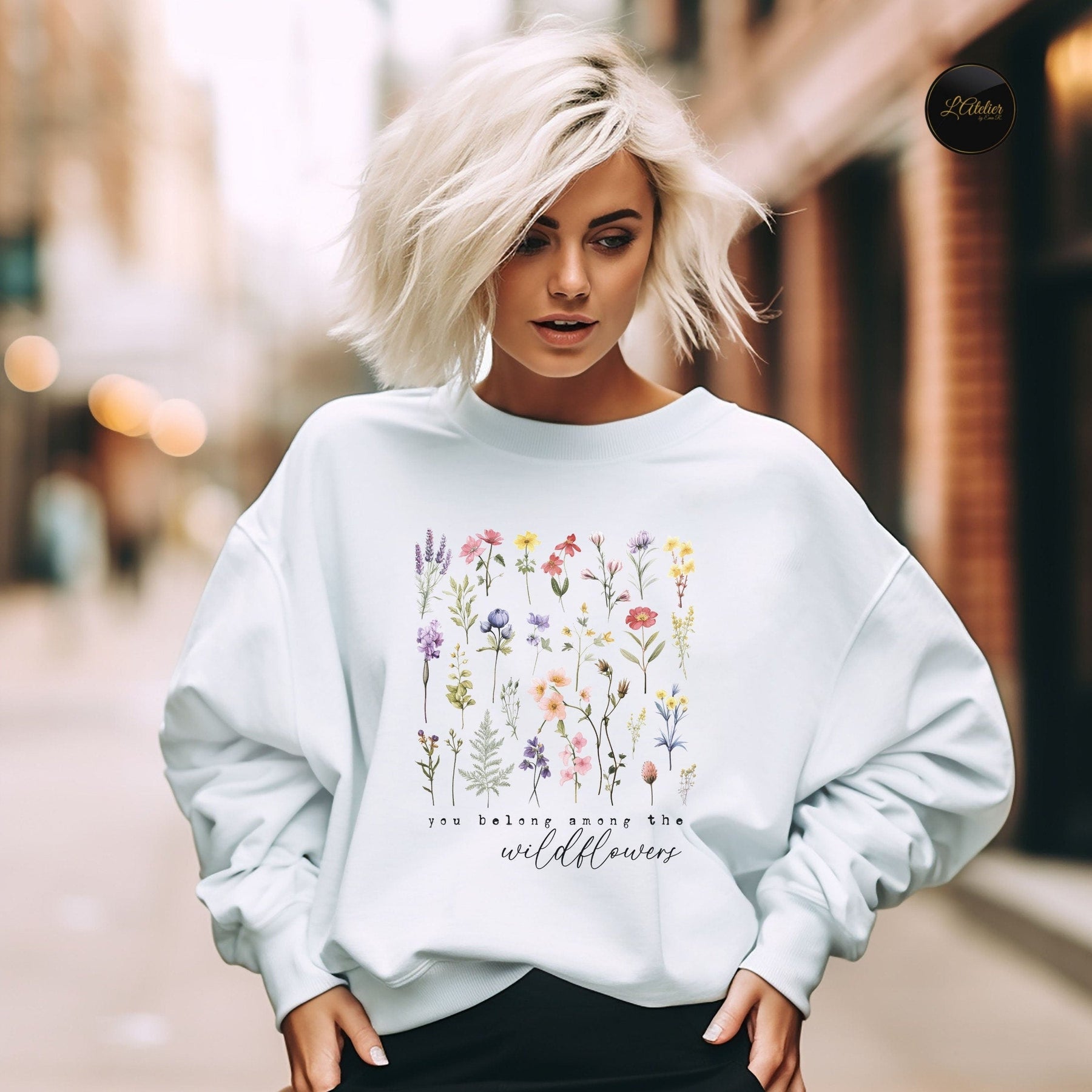 Wildflower Flower Simple Round Neck Comfortable Sweatshirt