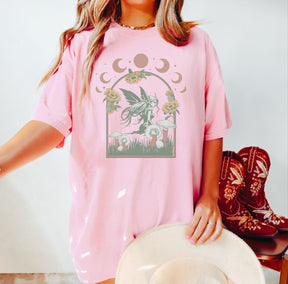 Mystical Moon Green Witch Boho T-Shirt