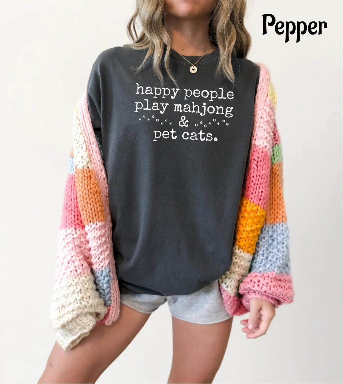 Comfort Colors Happy People Play Mahjong & Pet Cats T-Shirt