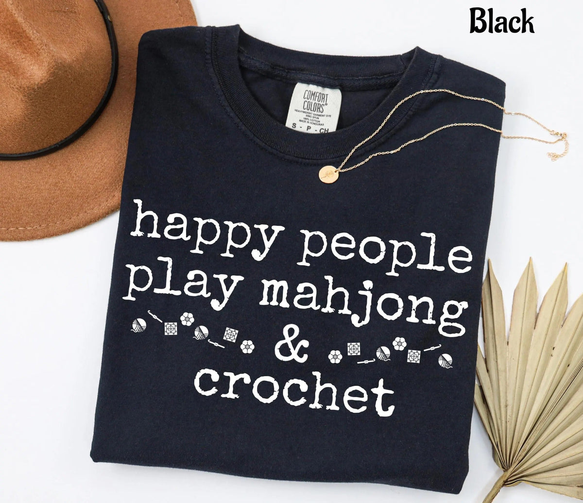 Comfort Colors Happy People Play Mahjong & Crochet T-Shirt