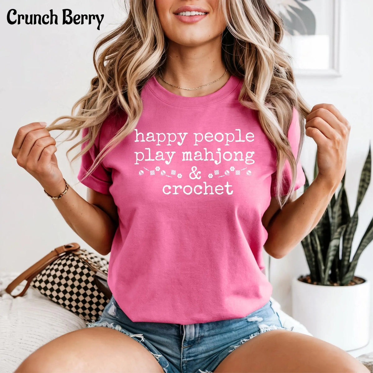Comfort Happy People Play Mahjong & Crochet T-Shirt