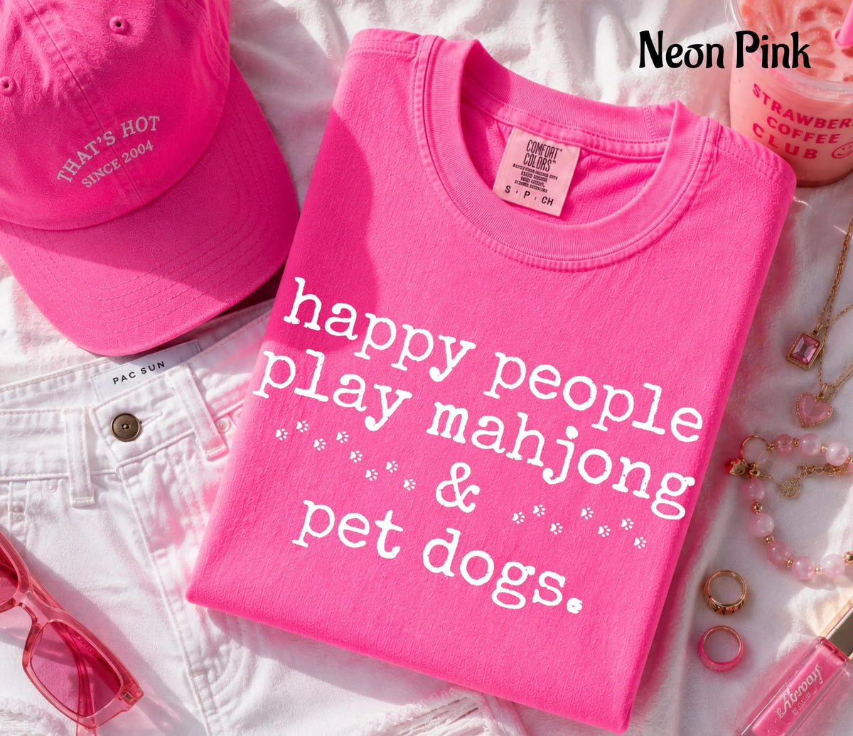 Comfort Colors Happy People Play Mahjong&Pet Dogs T-Shirt