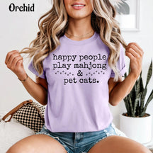Cute Happy People Play Mahjong & Pet Cats T-Shirt