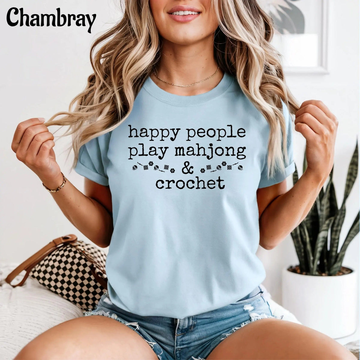Comfort Happy People Play Mahjong & Crochet T-Shirt