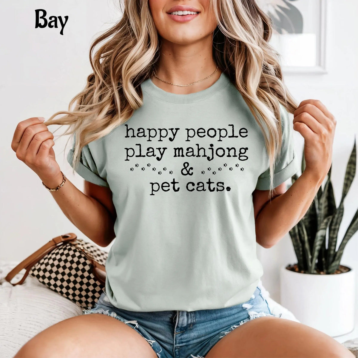 Cute Happy People Play Mahjong & Pet Cats T-Shirt