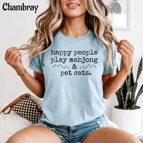 Comfort Colors Happy People Play Mahjong & Pet Cats T-Shirt