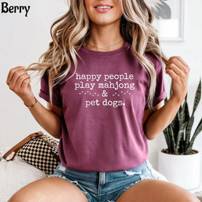 Comfort Colors Happy People Play Mahjong&Pet Dogs T-Shirt
