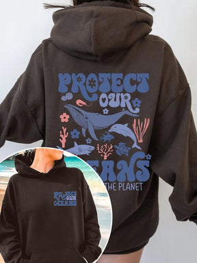 Protect Our Oceans Trendy Surfing Hoodie