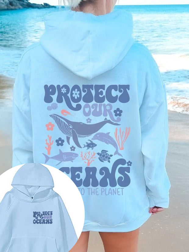 Protect Our Oceans Trendy Surfing Hoodie