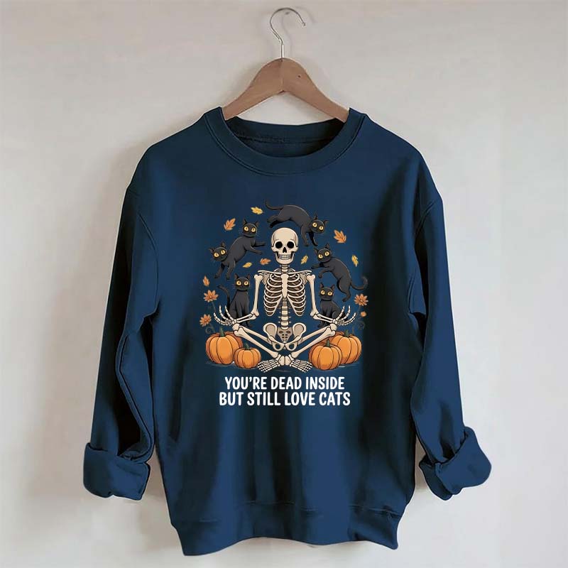 Skeleton Cats Pumpkins Yoga Sweatshirt