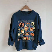 Vintage Women's Pumpkin Witch Graphic Sweatshirt