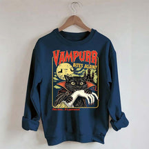 Vampurr Bites Again Halloween Black Cat Sweatshirt