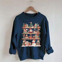 Cute Christmas Bookshelf Santa Sweatshirt