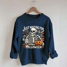 Just Waiting for Halloween Retro Halloween Sweatshirt