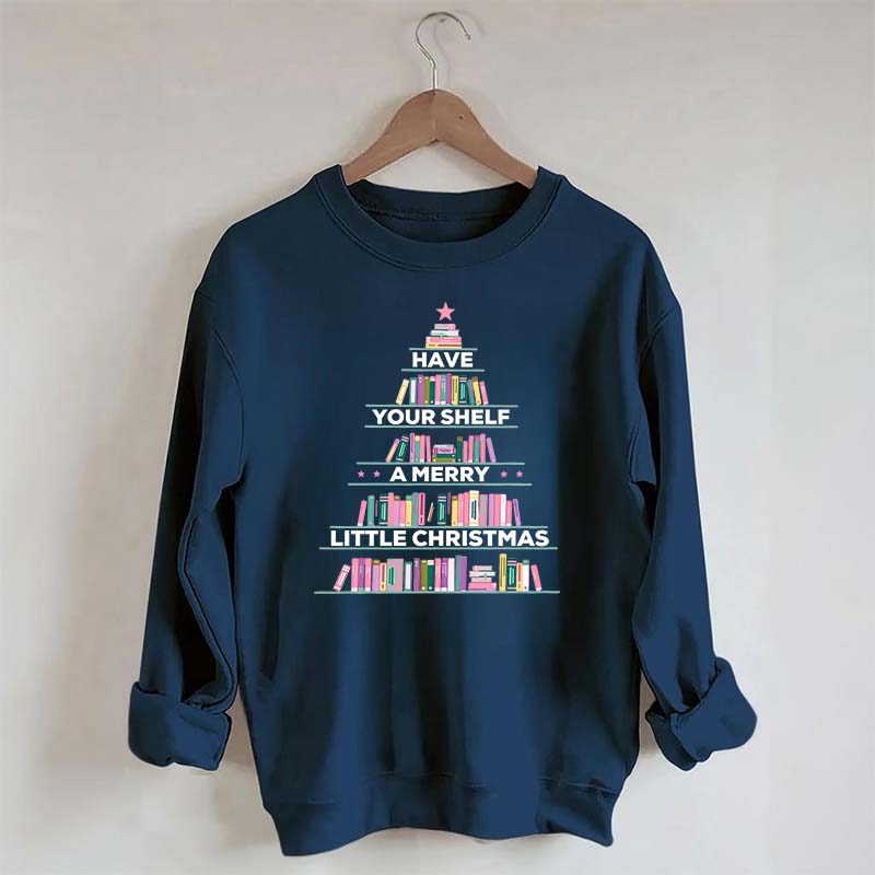 Pink Christmas Book Tree Sweatshirt
