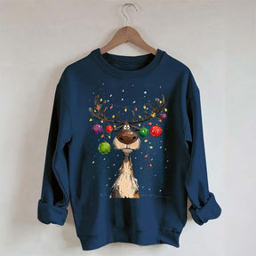 Vintage Reindeer Christmas Light Xmas Sweatshirt