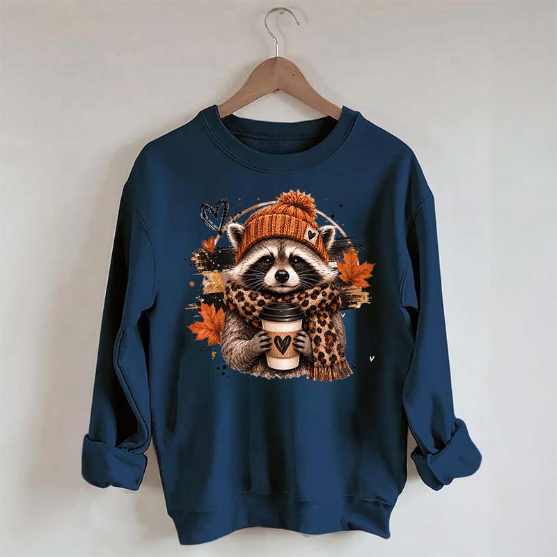 Autumn Coffee Lover Raccoon Sweatshirt