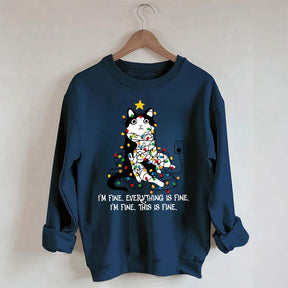 Christmas Cat Lights Sweatshirt
