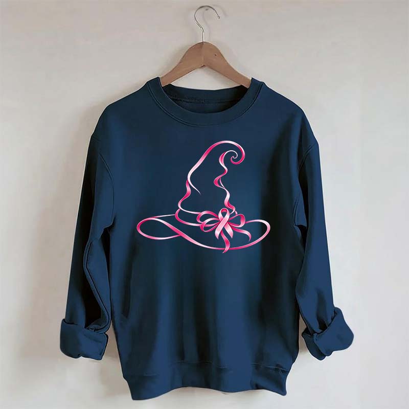 Breast Cancer Awareness Witch Hat Halloween Sweatshirt