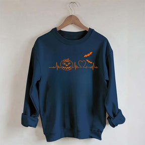 Halloween Pumpkin Heartbeat Funny Sweatshirt