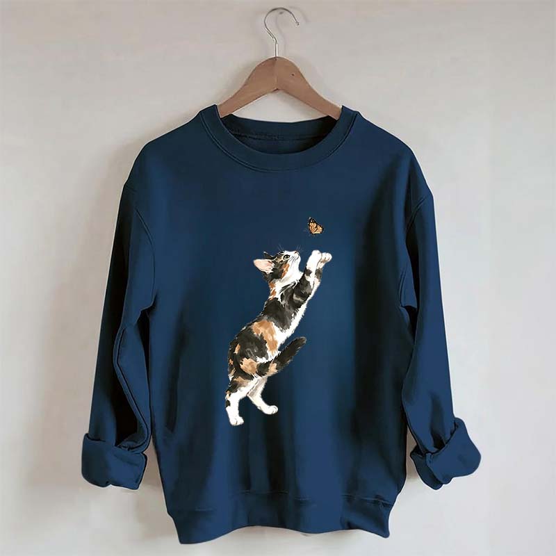 Cute Cat and Butterfly Sweatshirt
