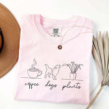 Coffee Dog Plants Line T-Shirt