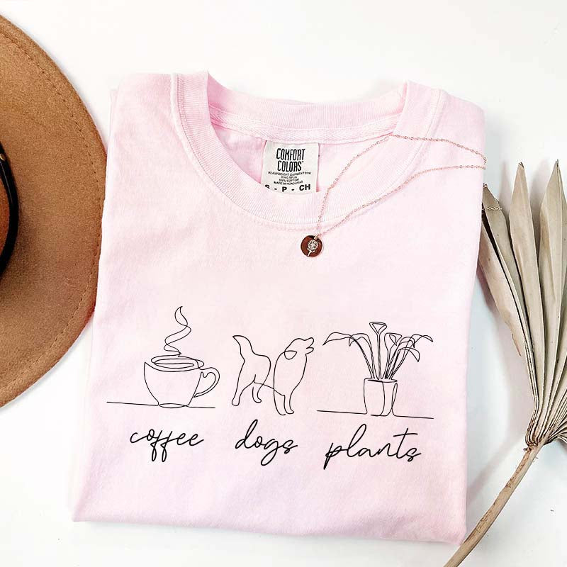 Coffee Dog Plants Line T-Shirt