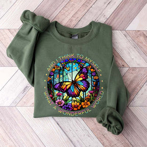 Butterfly Stained Glass Graphic Sweatshirt