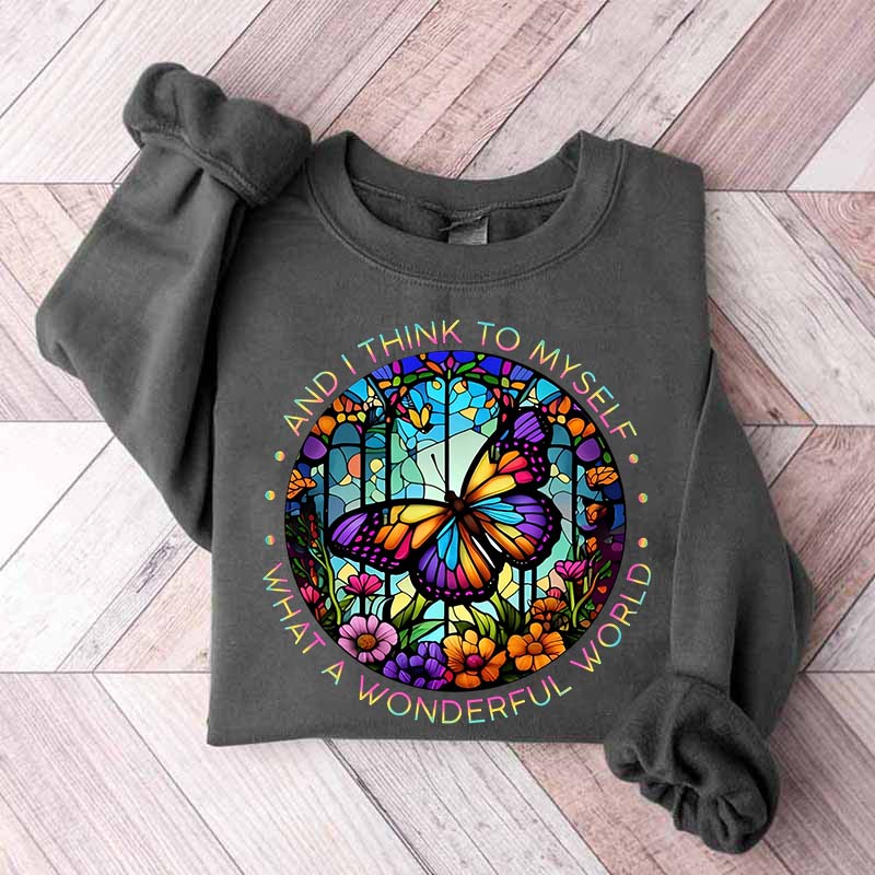 Butterfly Stained Glass Graphic Sweatshirt