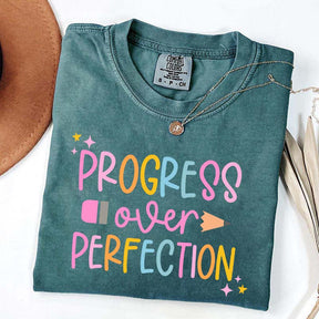 Progress Over Perfection Inspirational Teacher T-Shirt