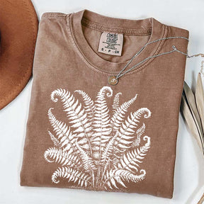 Vintage Linocut Fern Leaves T-Shirt