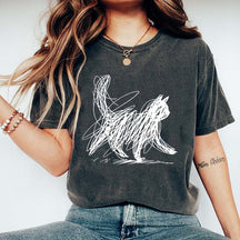 Abstract Cat Line T-Shirt