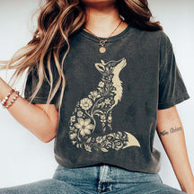 Retro Floral Fox Woodland Animal T-Shirt