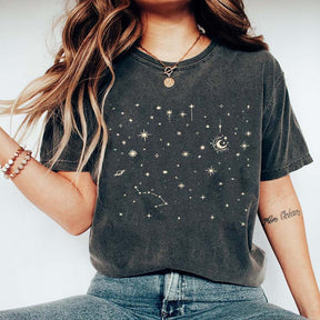 Celestial Stars Minimal Moon Constellation T-Shirt