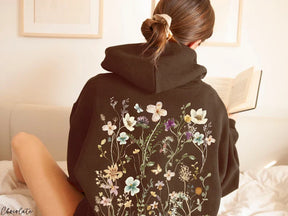 Bohemian style retro wildflower round neck Hoodie