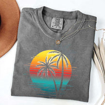 Retro Sunset Beach Palm Tree T-Shirt