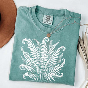 Vintage Linocut Fern Leaves T-Shirt