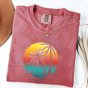 Retro Sunset Beach Palm Tree T-Shirt