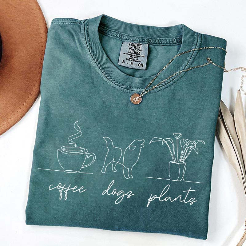 Coffee Dog Plants Line T-Shirt