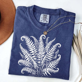 Vintage Linocut Fern Leaves T-Shirt