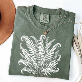 Vintage Linocut Fern Leaves T-Shirt