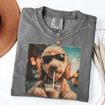 Cute Goldendoodle Drinking Iced Coffee T-Shirt