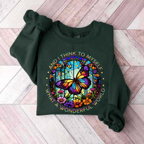 Butterfly Stained Glass Graphic Sweatshirt