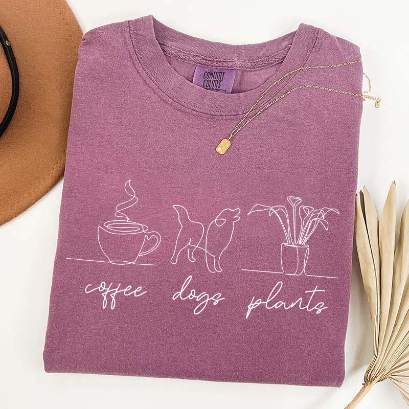 Coffee Dog Plants Line T-Shirt