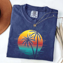 Retro Sunset Beach Palm Tree T-Shirt