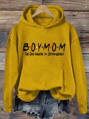 Boy Mom The One Where I'm Outnumbered Hoodie